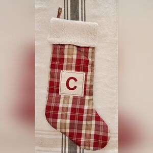 Plaid Christmas Stocking with Letter C